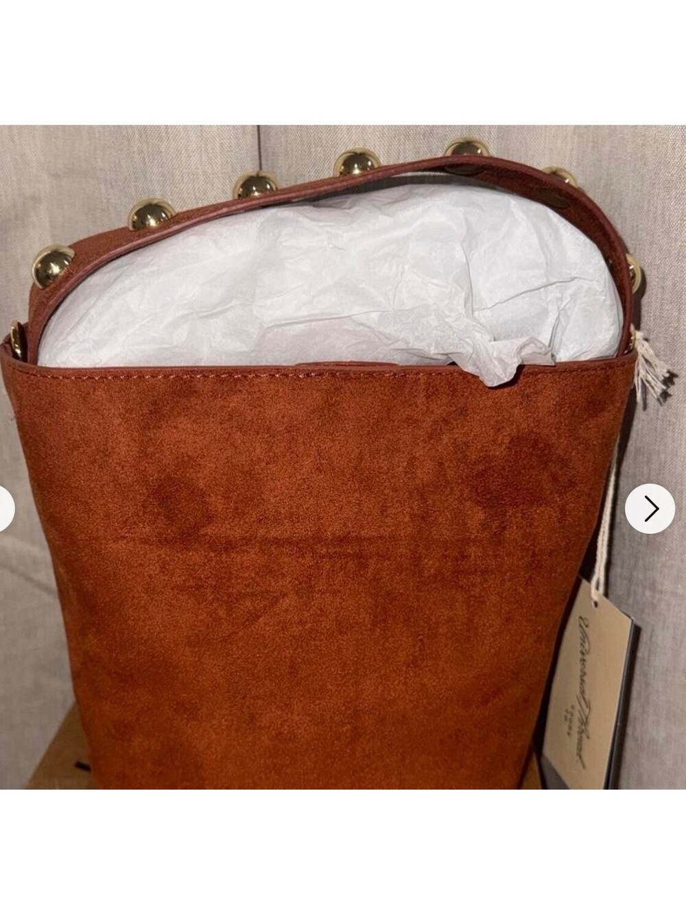 NWT Universal Thread Studded Handle Mini Bucket Crossbody bag - Brown Faux Suede